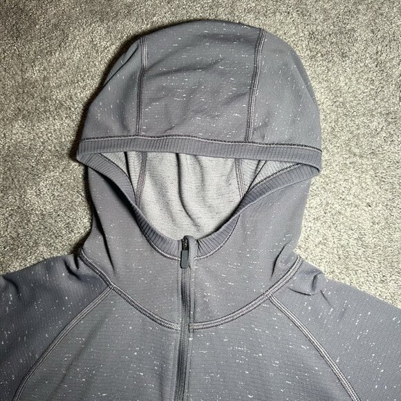 Lululemon Swiftly Tech Hooded 1/2 Zip Long Sleeve Size 10 Nebula Grey White Read - Picture 6 of 14